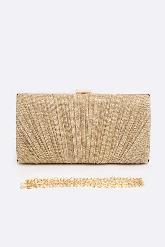 Metallic Pleated Bridal Party Box Clutch